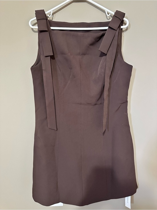 Commense Dresses & Skirts - Commense Brown Tie-Shoulder Mini Dress